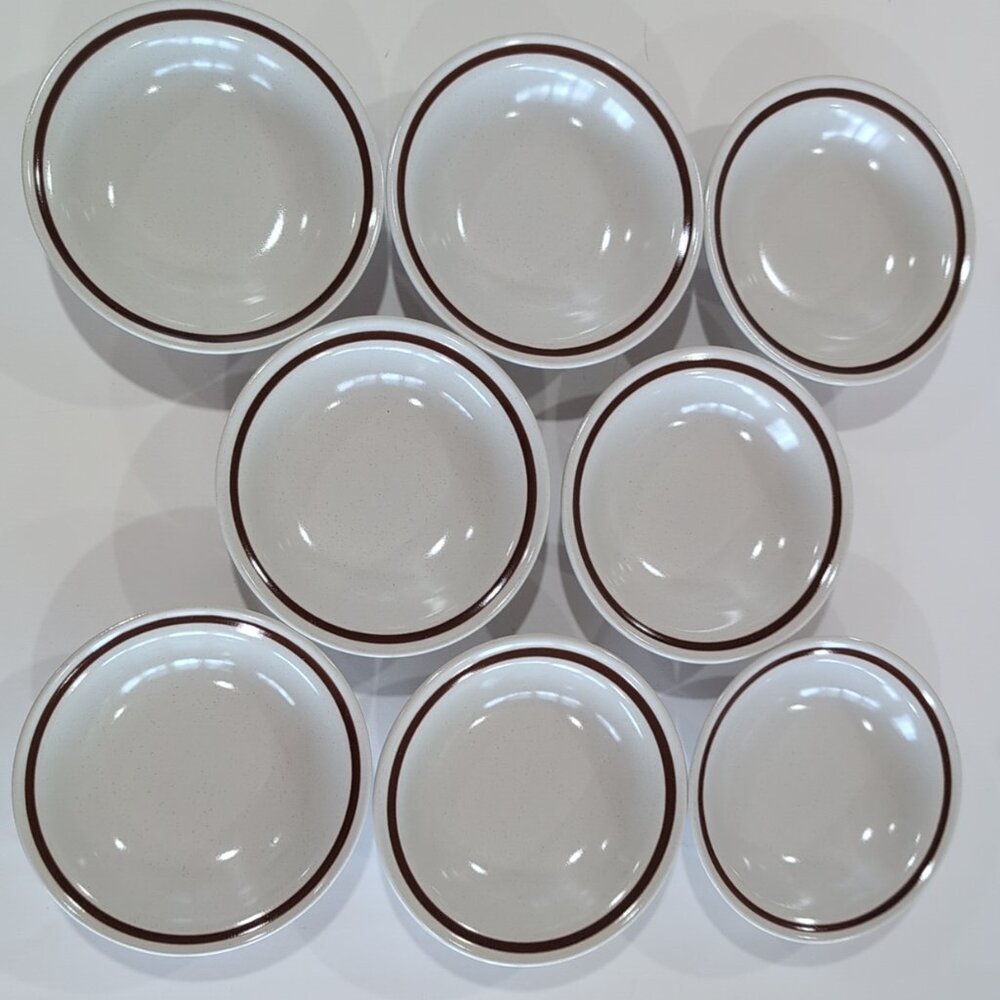 Vintage Country Living Autumn Gold Stoneware Bowls Set Of 8, 5.75" Diameter